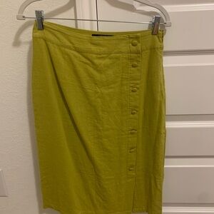 Lime Green Button-Front Skirt